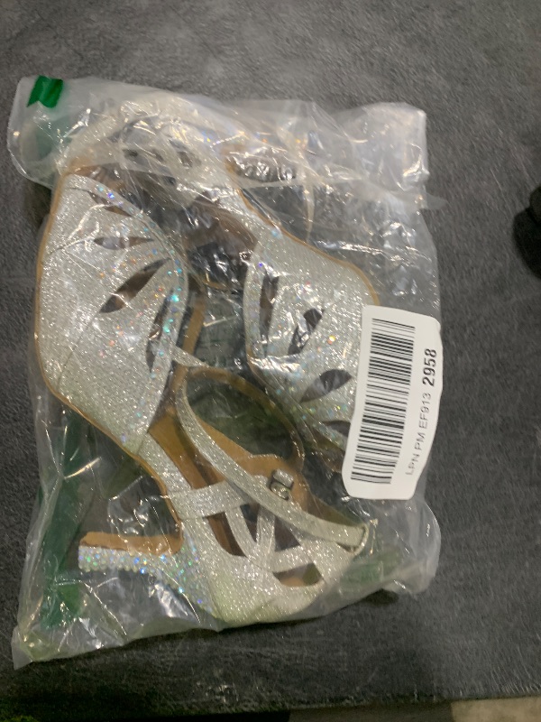 Photo 1 of TTdancewear Women Silver Rhinestone Ballroom Dance Shoes Latin Salsa Performance Dance Shoes 6 Silver-3inch Heels
