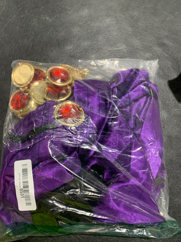 Photo 1 of Abitoncc Halloween Costumes Purple Cloak for Women, Anime Cosplay Hooded Cape with Adjustable Red Stones Waist Belt Faux Leather Gloves (M: 5'5"-5'9")