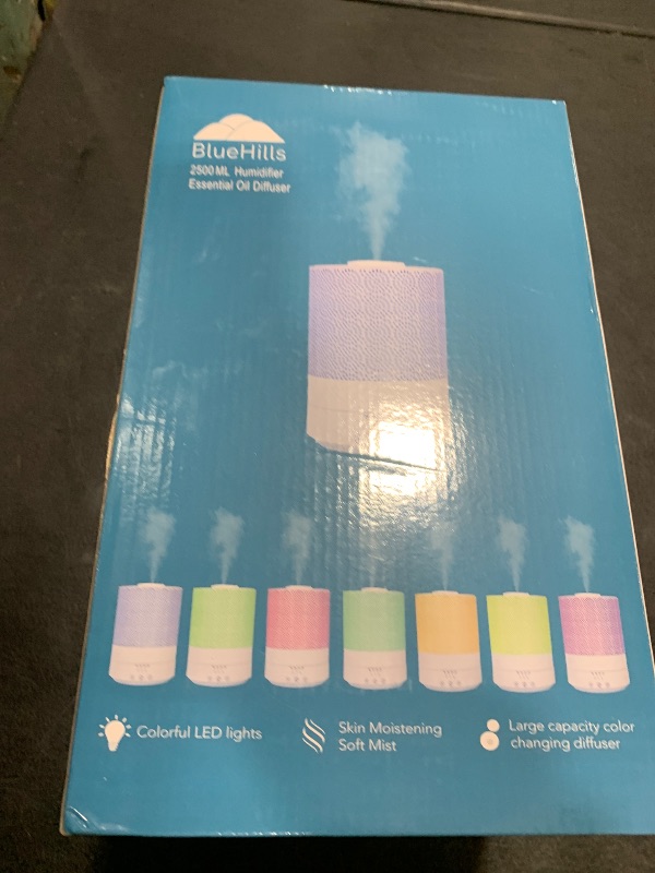 Photo 1 of BlueHills 2500 ML XL Essential Oil Diffuser Aroma Humidifier with Timer for Large Home Decor Baby Rooms Big Huge 2.5 L Capacity Long Run Color Changing Lights Decorative Design High Mist White- F002