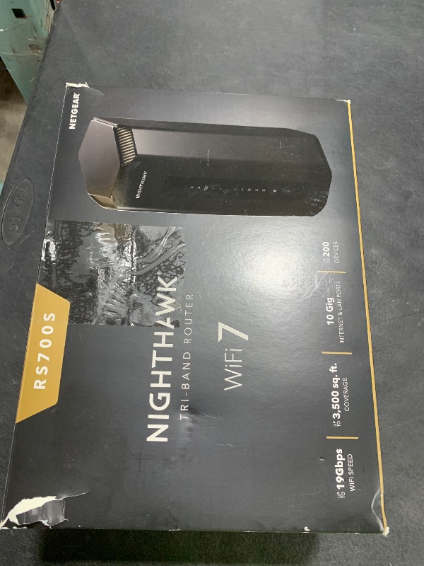 Photo 1 of NETGEAR Nighthawk Tri-Band WiFi 7 Router (RS700S) - Security Features, BE19000 Wireless Speed (up to 19 Gbps) – 10 Gig Internet Port - Covers up to 3,500 sq. ft. – 1-Year Armor & Free Expert Help