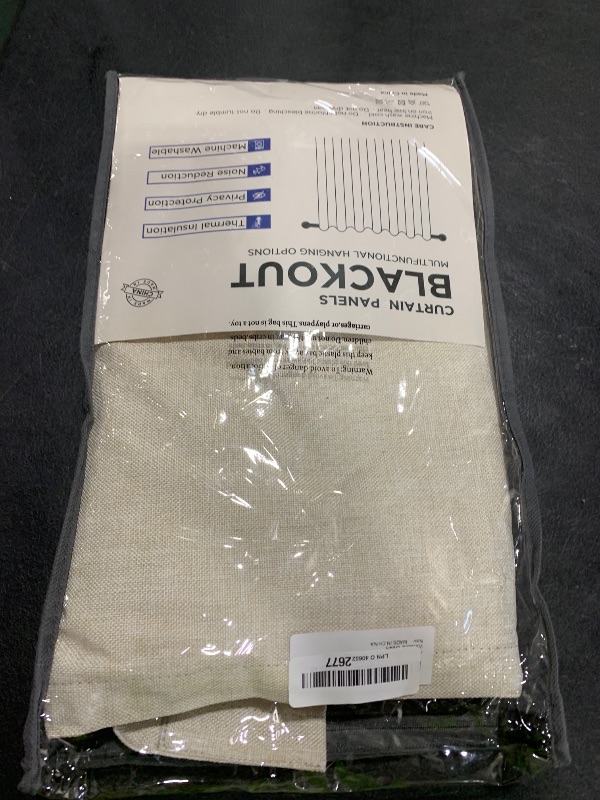 Photo 1 of 100% Blackout Shield Linen Blackout Curtains for Bedroom 63 Inches Long, Back Tab/Rod Pocket Living Room Drapes, Thermal Insulated Blackout Curtains 2 Panels Set, 50" W x 63" L,Cream