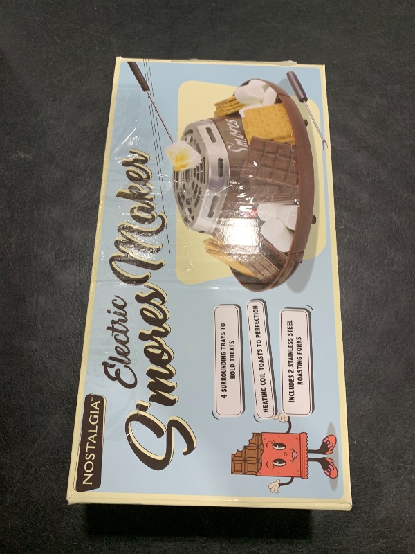 Photo 1 of Nostalgia Tabletop Indoor Electric S'mores Maker - Smores Kit With Marshmallow Roasting Sticks and 4 Trays for Graham Crackers, Chocolate, and Marshmallows - Movie Night Supplies - Brown