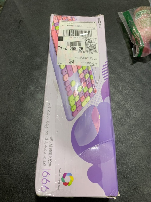 Photo 1 of Wireless Keyboard and Mouse Combo, Colorful Ergonomic Full Size Retro Low-Noise Keyboard with Cute keycaps, Compatible with Windows, PC, Perfer for Home and Office Keyboards (Purple)