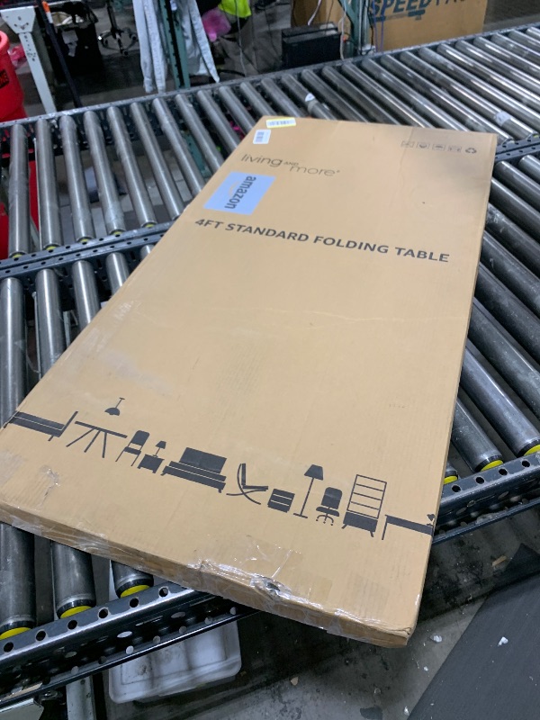 Photo 1 of Living and More 4ft Straight Folding Utility Table, White, Indoor & Outdoor, Portable Desk, Camping, Tailgating, & Crafting Table