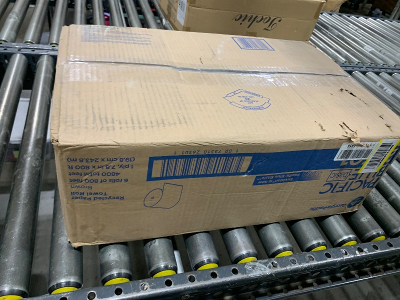Photo 1 of Pacific Blue Basic Recycled Hardwound Paper Towel Rolls by GP PRO (Georgia-Pacific), Brown, 26301, 800 Feet Per Roll, 6 Rolls Per Case