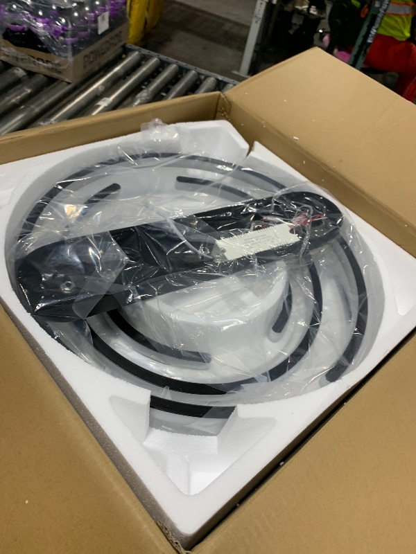Photo 1 of LWestine 42" Retractable Ceiling Fans with Lights Remote Control, Modern Ceiling Fan Rings LED Chandeliers, Invisible Ceiling Fans Fandelier with 4 Reversible Blades, 6 Speed Wind, Black