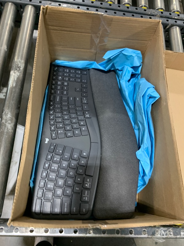 Photo 1 of Logitech ERGO K860 Wireless Ergonomic Keyboard - Split Keyboard, Wrist Rest, Natural Typing, Stain-Resistant Fabric, Bluetooth and USB Connectivity, Compatible with Windows/Mac, Black