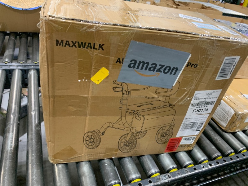 Photo 1 of MAXWALK Walkers for Seniors, Rollator Walker with Seat, 12" Big Rubber Wheels All Terrain Rollator Walker with Backrest, Built-in Cable, Cup Holder, Foldable and Height Adjustment for Seniors, Gold