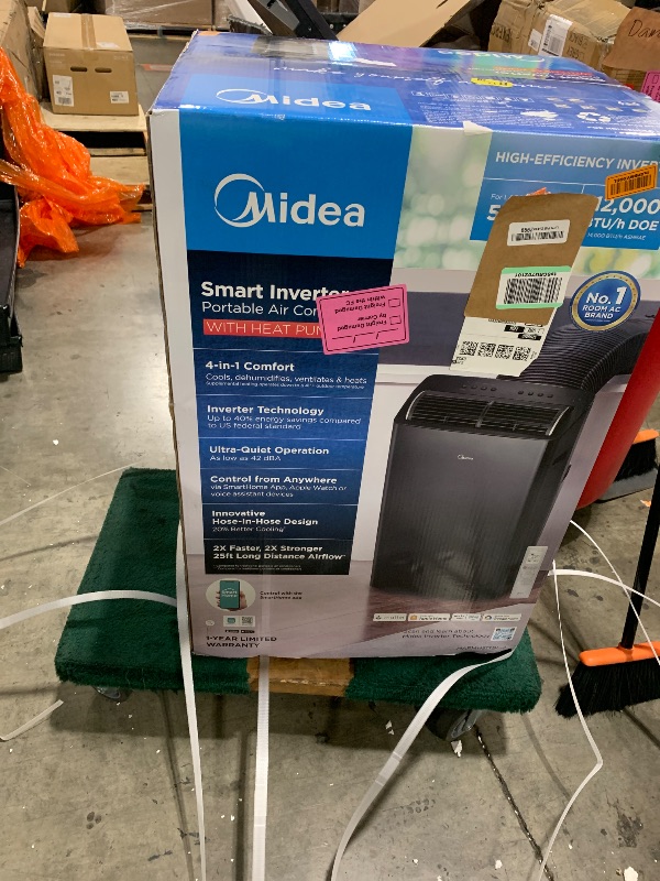 Photo 1 of Midea Duo 14,000 BTU (12,000 BTU SACC) High Efficiency Inverter Ultra Quiet Portable Air Conditioner, with Heat up to 550 Sq. Ft., Works with Alexa/Google Assistant, with Remote Control & Window Kit