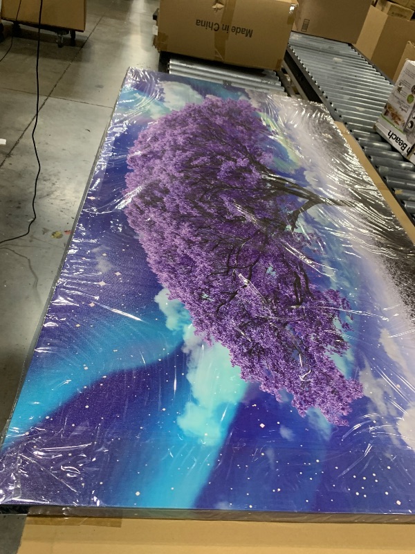 Photo 1 of DZL Art H71275 Tree Wall Art Canvas Prints Wall Art Purple Tree Abstract Scenery Pictures Artwork Framed for Living Room Bedroom Bathroom Office Home Decor
