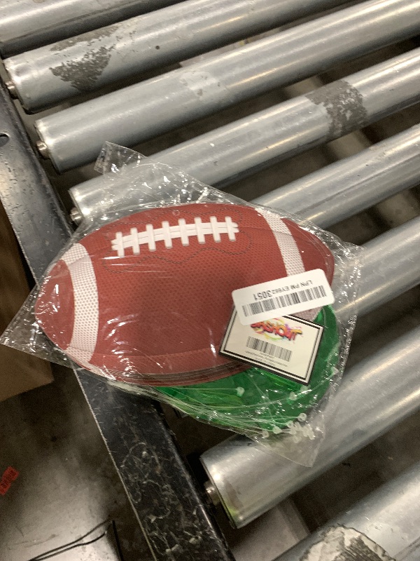 Photo 1 of Football Party Decorations Included TOUCH DOWN Foil Balloon Banner 2 Pack of Football Banners 8 Football Hanging Swirls Football Game Day Party Supplies Football Foil Balloons Football Hanging Decor
