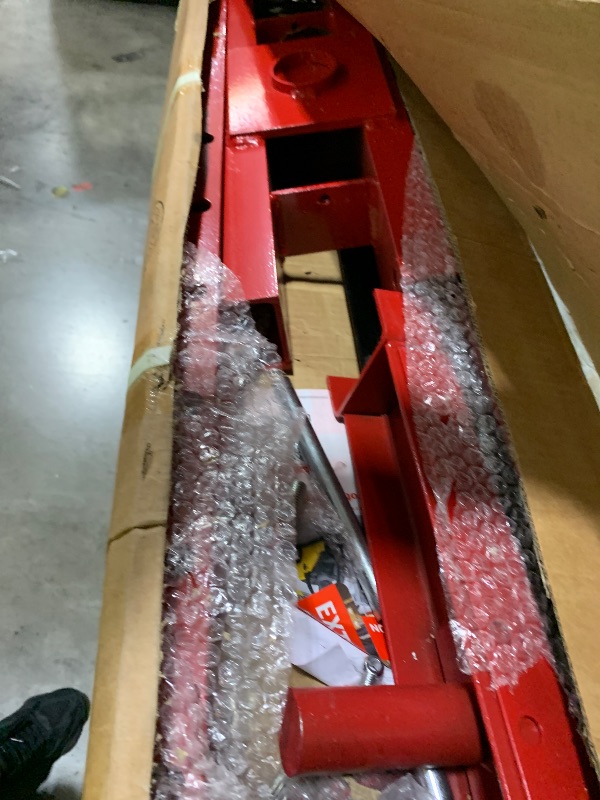 Photo 1 of 12T Hydraulic Shop Press, H-Frame Heavy Duty Garage Floor Shop Press Tool with Plates, Adjustable Working Table Height to Bend, Straighten, Or Press Parts, Red