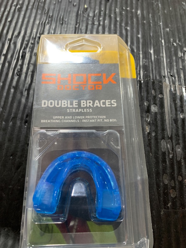 Photo 1 of Double Braces Strapless Mouth Guard, Blue, Adult