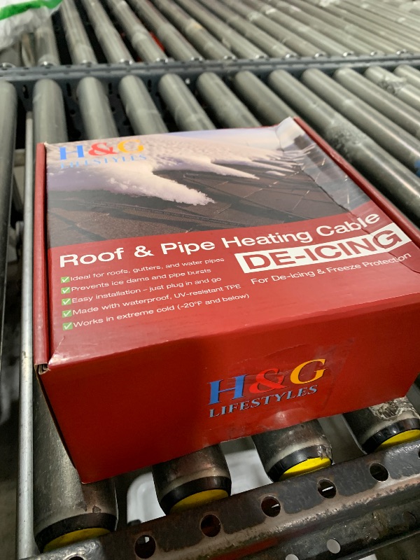 Photo 1 of H&G lifestyles 8W/FT Roof Heat Cable for Roof and Gutters, Self-Regulating Heaters to Prevent Ice Dams,Heavy Duty Heat Tapes for Snow De-Icing, 8Watts per Foot Patented Heating Technology 80FT