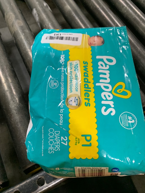 Photo 1 of Pampers Baby Diapers - Swaddlers - Size P1, 27 Count, Ultra Absorbent Disposable Preemie Diaper