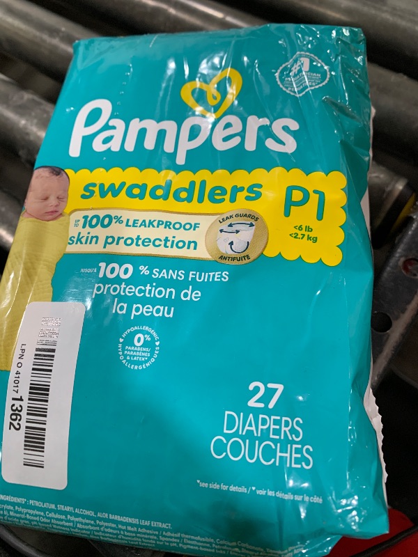 Photo 1 of Pampers Baby Diapers - Swaddlers - Size P1, 27 Count, Ultra Absorbent Disposable Preemie Diaper