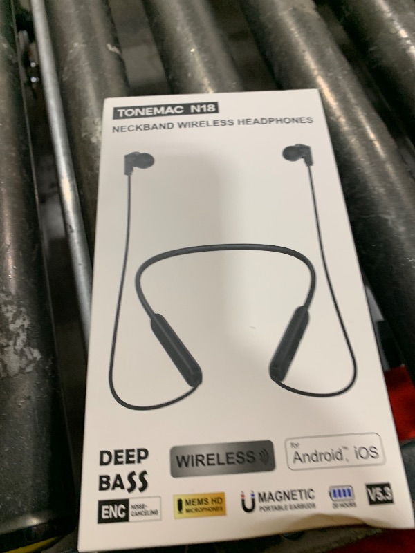 Photo 1 of TONEMAC N18 Neckband Bluetooth Earbuds, Wireless Bluetooth 5.2 Headphones with Microphone, Ultra-Lightweight Comfort, IPX7 Waterproof, Deep Bass Strong Beat, 20H Playtime, Magnetic Earphones -Black