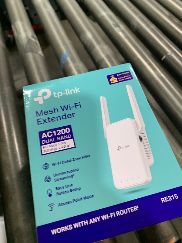 Photo 1 of TP-Link AC1200 WiFi Extender, 2025 Wirecutter Best WiFi Extender, 1.2Gbps Home Signal Booster, Dual Band 5GHz/2.4GHz, Up to 1600 Sq.ft and 32 Devices, EasyMesh Compatible, One Ethernet Port (RE315)