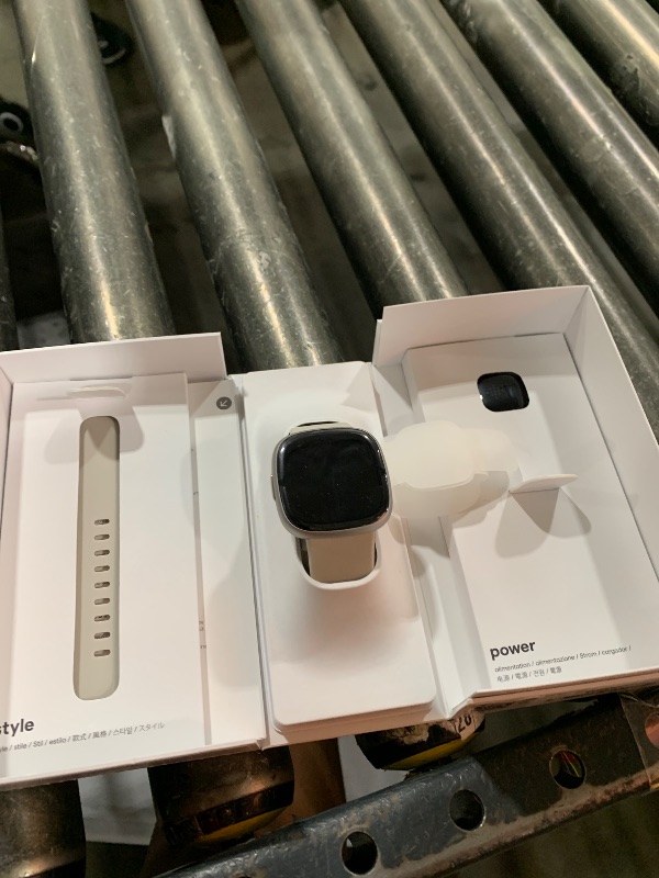 Photo 1 of Fitbit Sense 2 Advanced Health and Fitness Smartwatch with Tools to Manage Stress and Sleep, ECG App, SpO2, 24/7 Heart Rate and GPS, Lunar White/Platinum, One Size (S & L Bands Included)