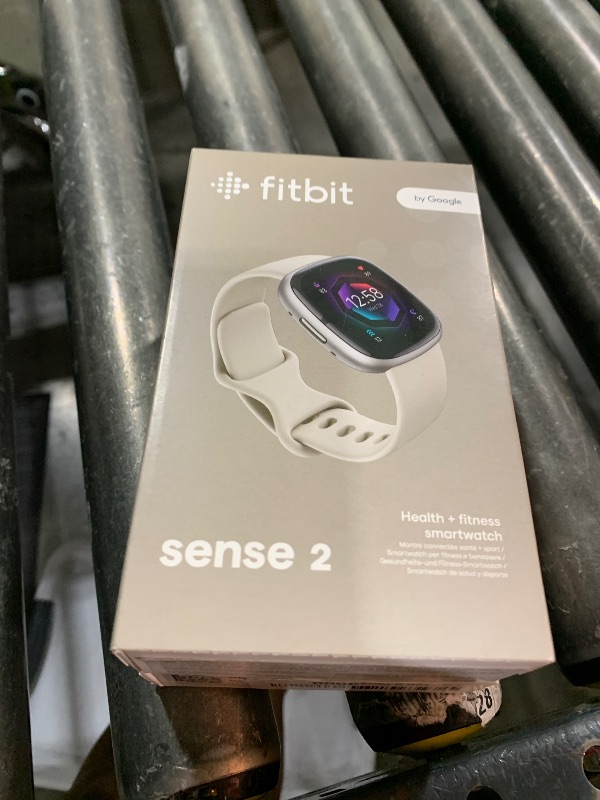 Photo 1 of Fitbit Sense 2 Advanced Health and Fitness Smartwatch with Tools to Manage Stress and Sleep, ECG App, SpO2, 24/7 Heart Rate and GPS, Lunar White/Platinum, One Size (S & L Bands Included)