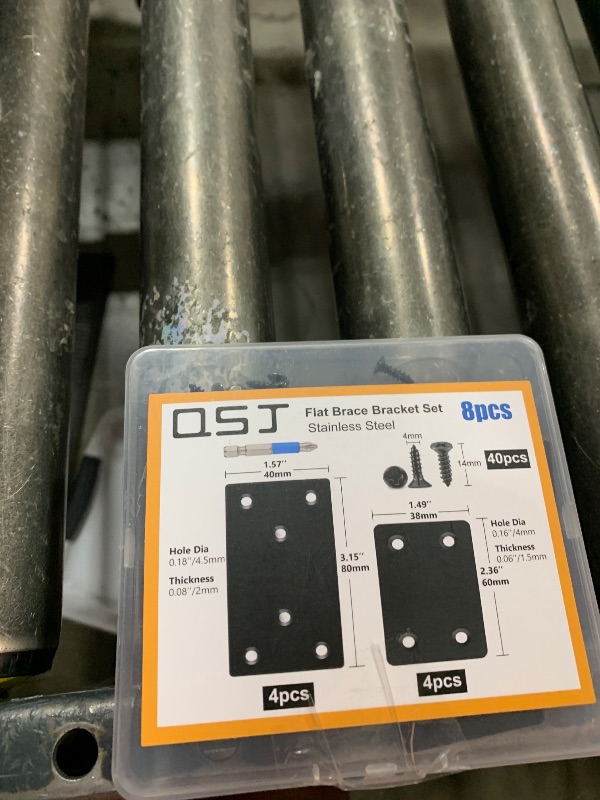 Photo 1 of QSJ 8 Pack Black Flat Mending Plate 3.15x1.57‘’ & 2.36x1.49'', Stainless Steel Bracket, Straight Metal Brace Bracket, Fixing Joining Plate for Wood Furniture Fastening & Fixing