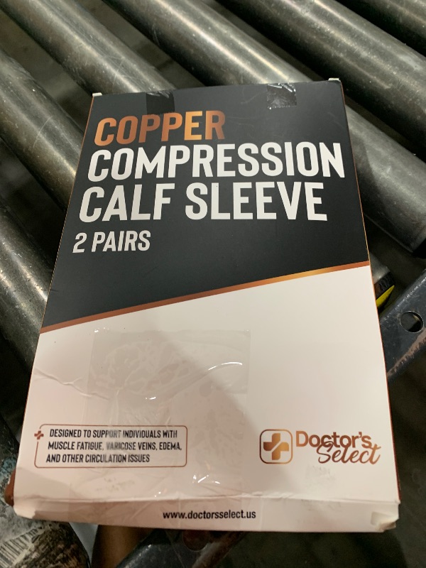 Photo 1 of Doctor's Select 2 Pairs Copper Calf Compression Sleeve - Compression Calf Sleeves Men, Compression Sleeves for Men Leg, Shin Splint Compression Sleeve, Black with Copper