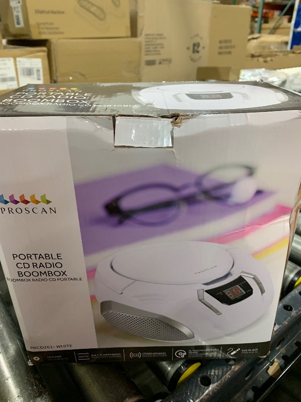 Photo 1 of Proscan Elite Portable CD Boombox with AM/FM Radio - White