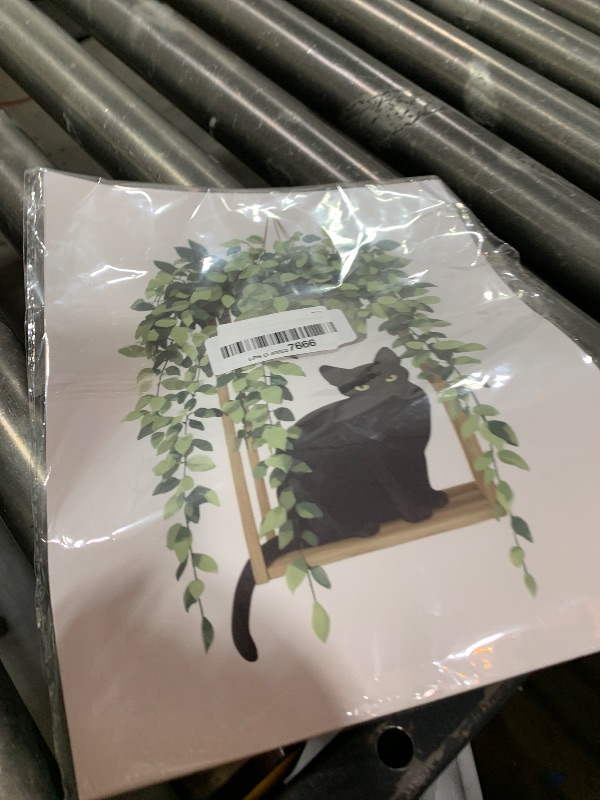 Photo 1 of GOMAKERER 6 Pcs Cute Black Cat Botanical Wall Art Prints, Green Plants Boho Wall Poster Minimalist Aesthetic Poster Pictures for Living Room Bedroom Office Home Decorations, (8x10 Inch Unframed)