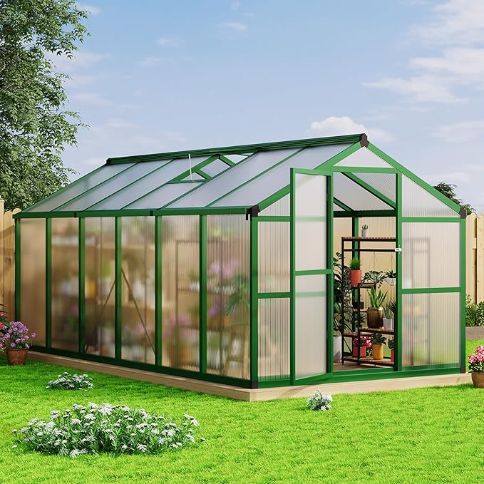 Photo 1 of Garvee 8x12 FT Greenhouse  ONLY BOX 2 OF 20-  PANELS ONLY Aluminum Greenhouses for Outdoors, Large Polycarbonate Greenhouse with Roof Vent, Heavy Duty Walk-in Green Houses for Outside Garden, Backyard, Patio, Lawn, Easy Assembly ONLY BOX 2 OF 2.
