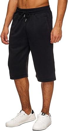 Photo 1 of Mens Elastic Waist Drawstring Workout Gym Joggers 3/4 Shorts Summer Casual Sweat Short Pants with Pockets