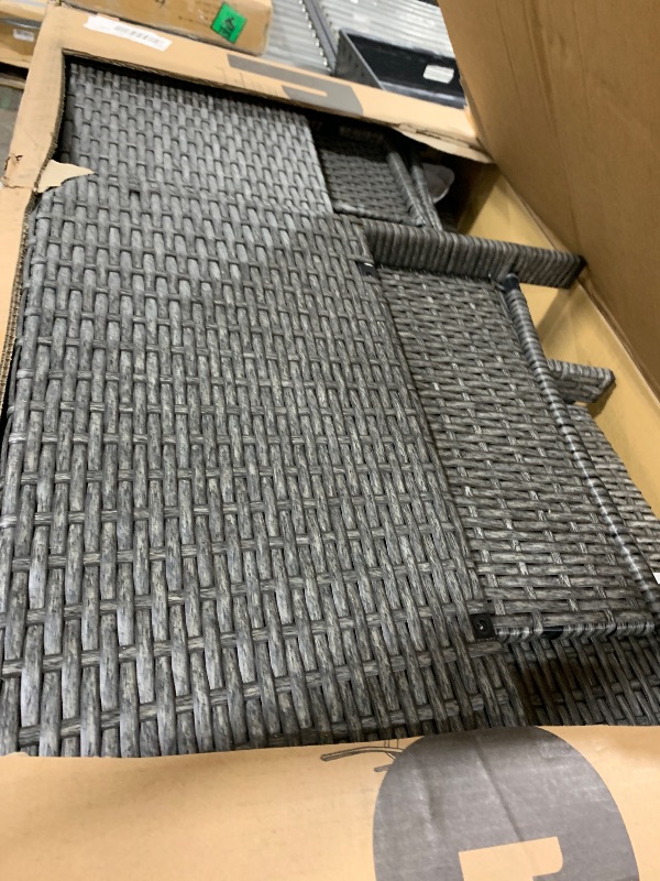 Photo 1 of Pamapic 5 Pieces Wicker Patio Furniture Set Outdoor Patio Chairs with Ottomans Conversation Furniture with coffetable for Poolside Garden Balcony(Grey Cushion +Grey Rattan)