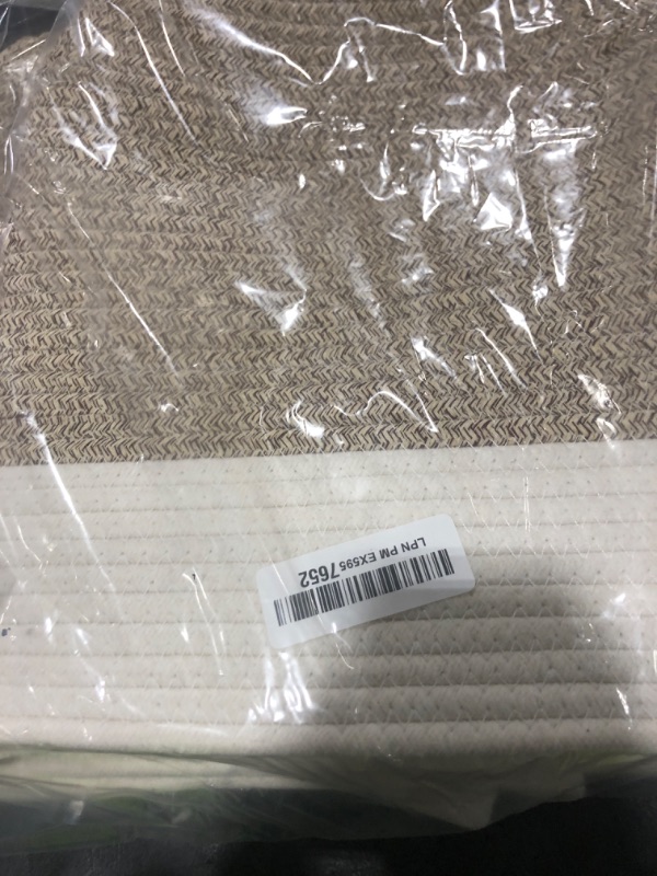 Photo 1 of Medium and Large Woven Basket//With Handle, Used for Toys and Fabric Storage Basket used for Storing xl Storage Box, Decorative Storage Box Room 2pack (14L*12H Q White Brown, 14L*10W*12H)