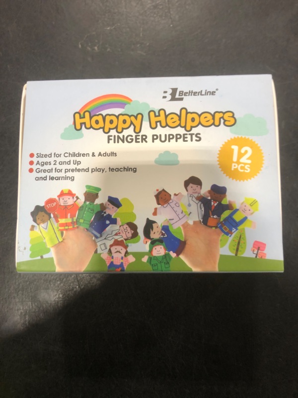 Photo 1 of Happy Helpers Finger Puppets 12-Piece Set - Teach and Learn with a Variety of Neighborhood People Characters - Free Bonus E-Book - for Families, Children, Kindergarten, Play and ESL
