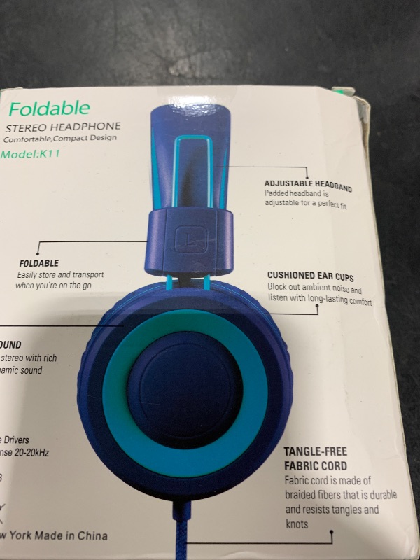 Photo 1 of Kids Headphones - noot products K11 Foldable Stereo Tangle-Free 3.5mm Jack Wired Cord On-Ear Headset for Children/Teens/Boys/Girls/Smartphones/School/Kindle/Airplane Travel/Plane/Tablet (Navy/Teal)