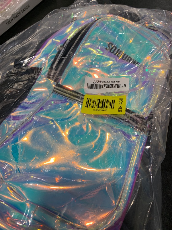 Photo 1 of SOJOURNER Rave Hydration Pack Backpack - 2L Water Bladder Included for Festivals, Raves, Hiking, Biking, Climbing, Running and More (Holographic - Blue)
