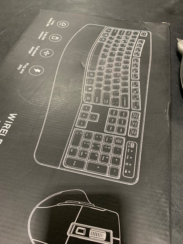 Photo 1 of Wireless Keyboard and Mouse Combo, 2.4G Full Size Wave Keys Ergonomic Keyboard with Wrist Rest and 3-Level DPI Adjustable Wireless Ergonomic Mouse for Windows, Mac OS Desktop/Laptop/PC(Black)