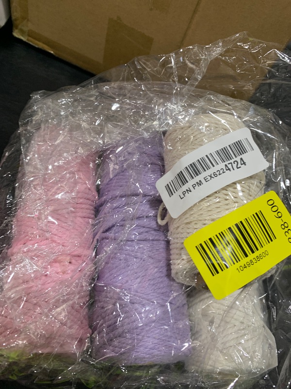 Photo 1 of Nuanchu 6 Rolls Macrame Cord 3mm x 328 Yards Cotton Rope Colored Yarn Twine Set for DIY Wall Plant Hanger Crafts Knitting Making Supplies, 6 Colors(Assorted Colors)