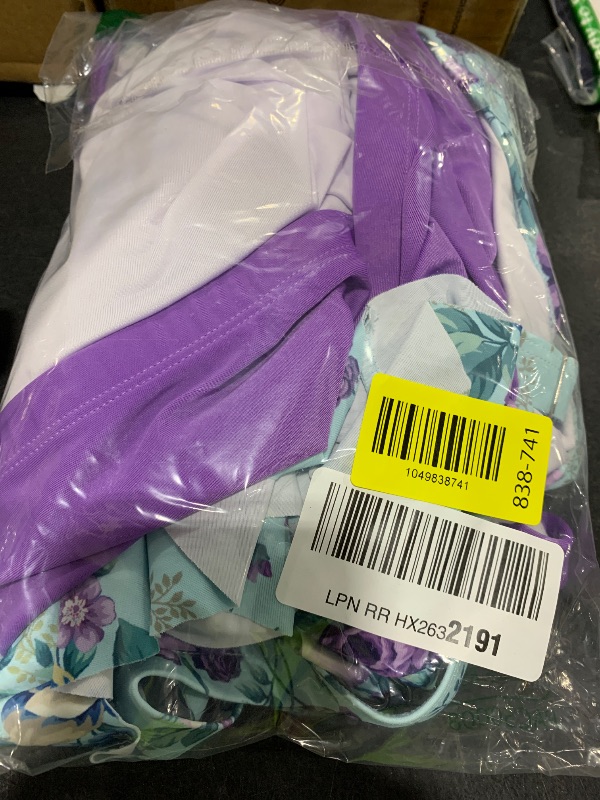 Photo 1 of Hanna Nikole Women Plus Size Peplum Tankini Swimsuits Two Piece Cute Tankini Swimwear 22 Plus Purple Floral