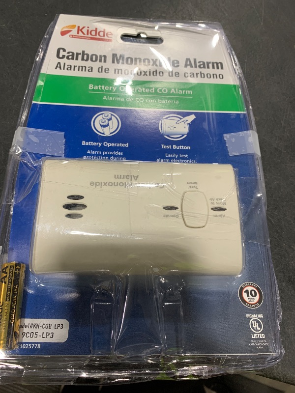 Photo 1 of Kidde Carbon Monoxide Detector, Battery Powered CO Alarm with LEDs, Test-Reset Button, Low Battery Indicator, Portable
