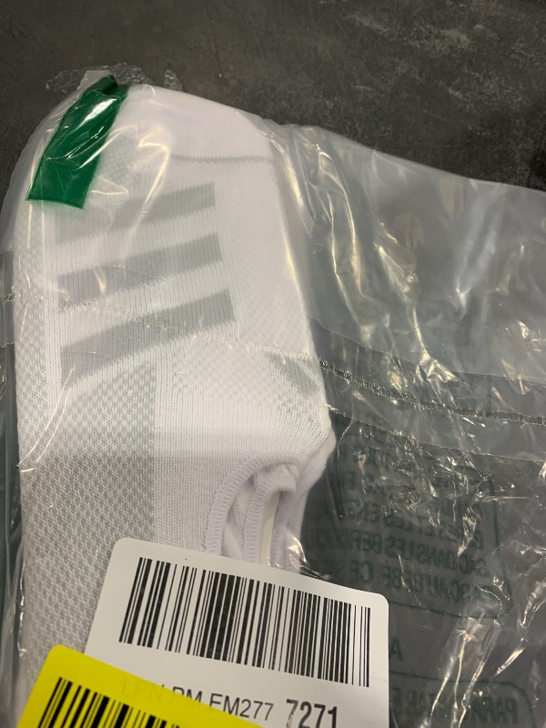 Photo 1 of adidas Men's Superlite Stripe 3 Super No Show Socks (3-Pair), Core White/Clear Onix Grey/Clear Grey, Large