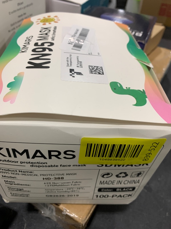 Photo 1 of KIMARS Kids KN95 Face Masks for Children 100 Pack, Breathable Comfortable and Disposable KN95 Mask, Black