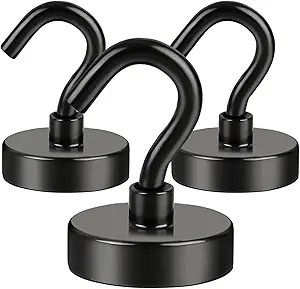 Photo 1 of DIYMAG Hooks for Hanging String Lights, Black Magnetic Hooks 30lbs+ Magnet Hook 2025 Cruise Cabin Ship Essentials Heavy Duty Strong Magnets Refrigerator Fridge Classroom Kitchen Grills Home 2 psc