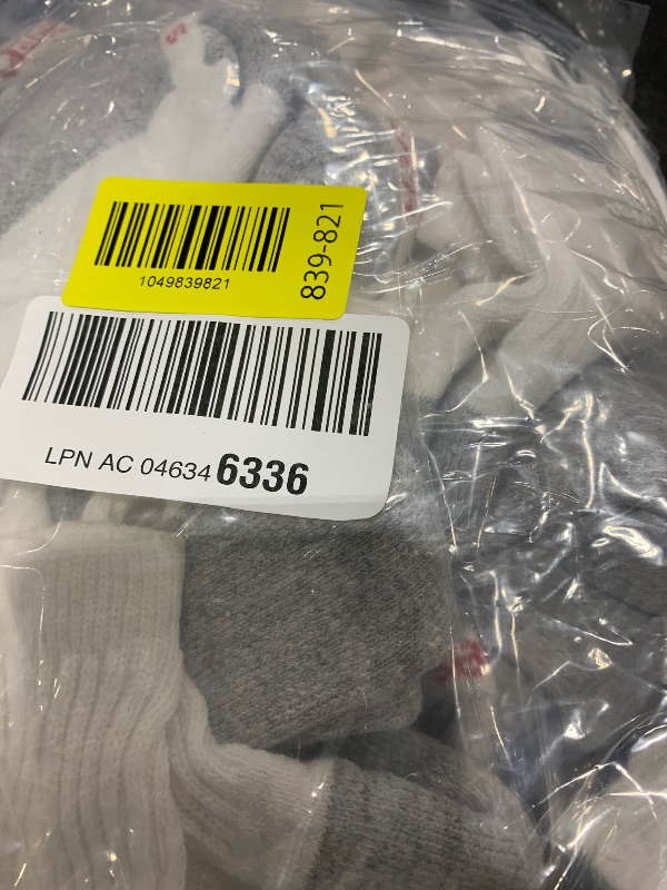 Photo 1 of Hanes Boys Socks, Double Tough Cushioned Crew 12-pair Packs Athletic-socks, White/Grey Bottom, Large US