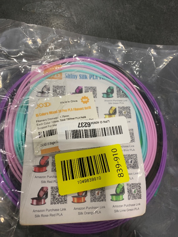 Photo 1 of 15 Bright Colors 1.75mm 3D Pen PLA Filament Refill, Each Color 10feet, Total 150 Feet 3D Pen/3D Printer PLA Sample Pack, Compatible with MYNT3D / SCRIB3D Printing Pen