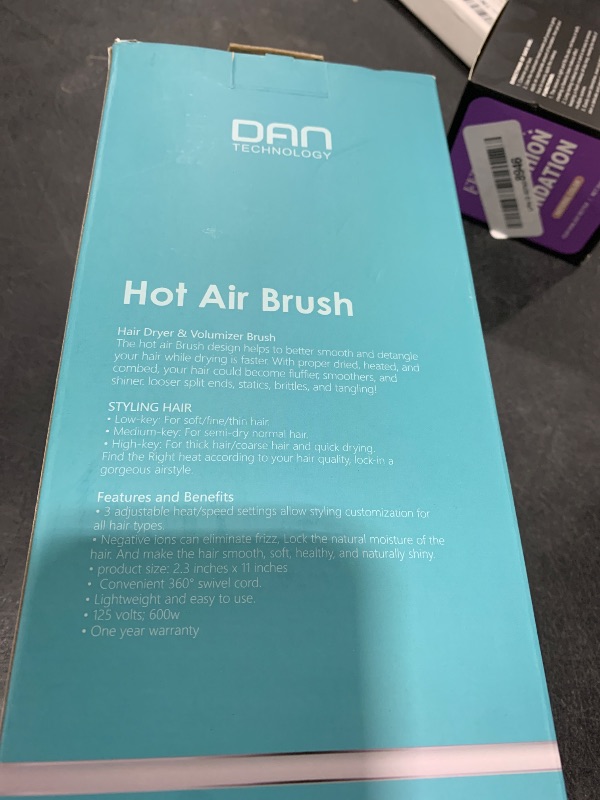 Photo 1 of Dan Technology Blow Dryer Brush Hair Dryer Brush Hot Air Blowout Brush 120V 3 Speeds Oval Shape Volumizer Straightener Brush Faster Drying Mini Size Lightweight (Cyan)