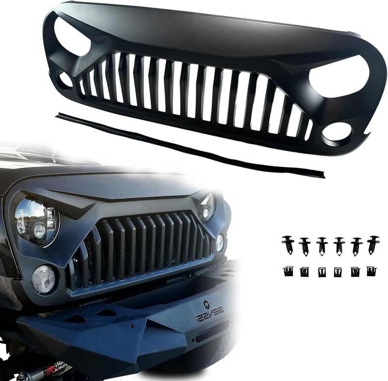 Photo 1 of New Front Bumper Grille Grill Matte Black Angry Bird Compatible with 2007-2018 Jeep Wrangler JK