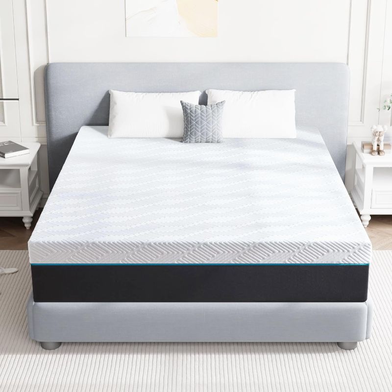 Photo 1 of 10 Inch Queen Size Cooling Memory Foam Mattress - Medium Firm Gel-Infused for Pressure Relief & Cool Sleep, Breathable Comfort in a Box (60''W x 80''L)