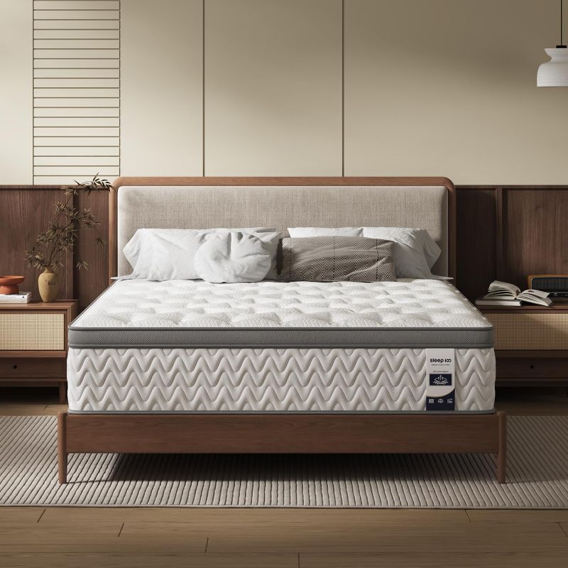 Photo 1 of King Mattress 12 Inch, 5-Zone Deep Sleep Firm Mattress with Extra Lumbar & Shoulder Support, Hotel Collection Hybrid Mattresses Pain Relief - Fiberglass Free & No Odor