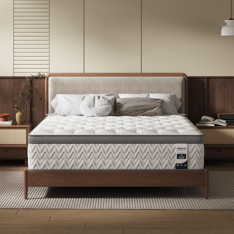 Photo 1 of King Mattress 12 Inch, 5-Zone Deep Sleep Firm Mattress with Extra Lumbar & Shoulder Support, Hotel Collection Hybrid Mattresses Pain Relief - Fiberglass Free & No Odor
