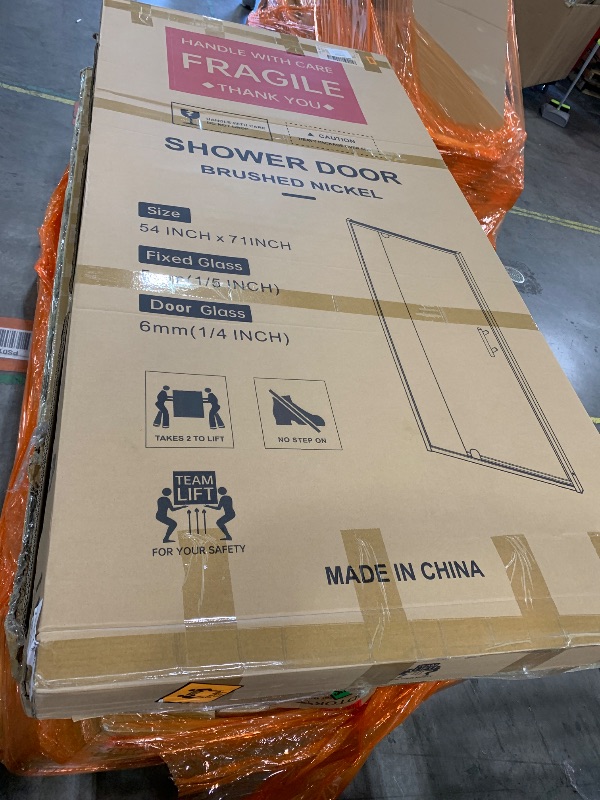 Photo 1 of Findepot 50-54" W x 71" H Pivot Glass Shower Door,Pivot Shower Door with 1/4"(6mm) Clear Glass,Brushed Nickel